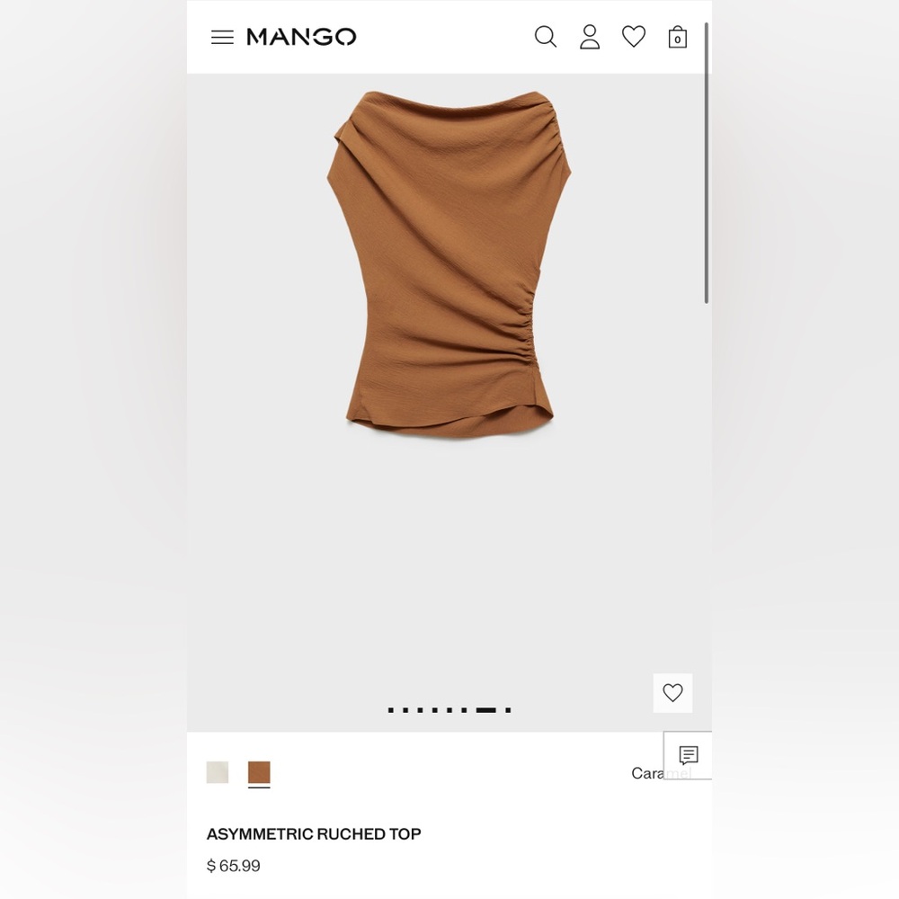 Brown Off-Shoulder Ruched Top - Picture 2 of 5